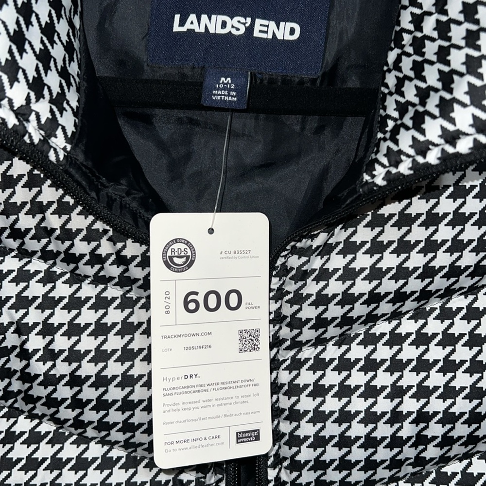 NWT Lands End quilted houndstooth puffer vest. Sz Medium - Picture 12 of 12